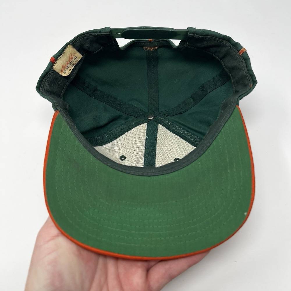 Vintage 90s Miami Hurricanes Hat Cap Snapback Embroidered NCAA Green‎ - Picture 7 of 8